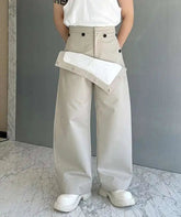 HEYFANCYSTYLE Men's Designer, Wide-Leg, Mock Wrap, Tailored Trousers
